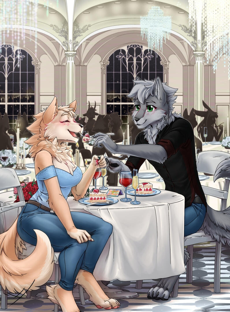 Full color - full background - 2 charas